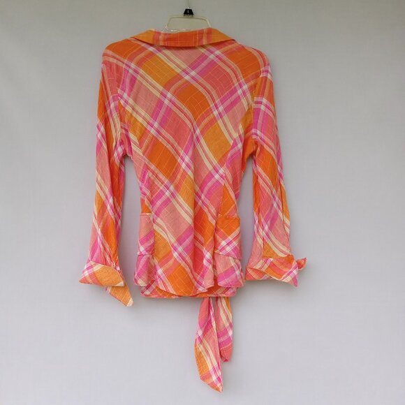 Coldwater Creek Linen Rayon Button Up Resortwear Yacht Coastal Grandma Size L - Picture 2 of 4